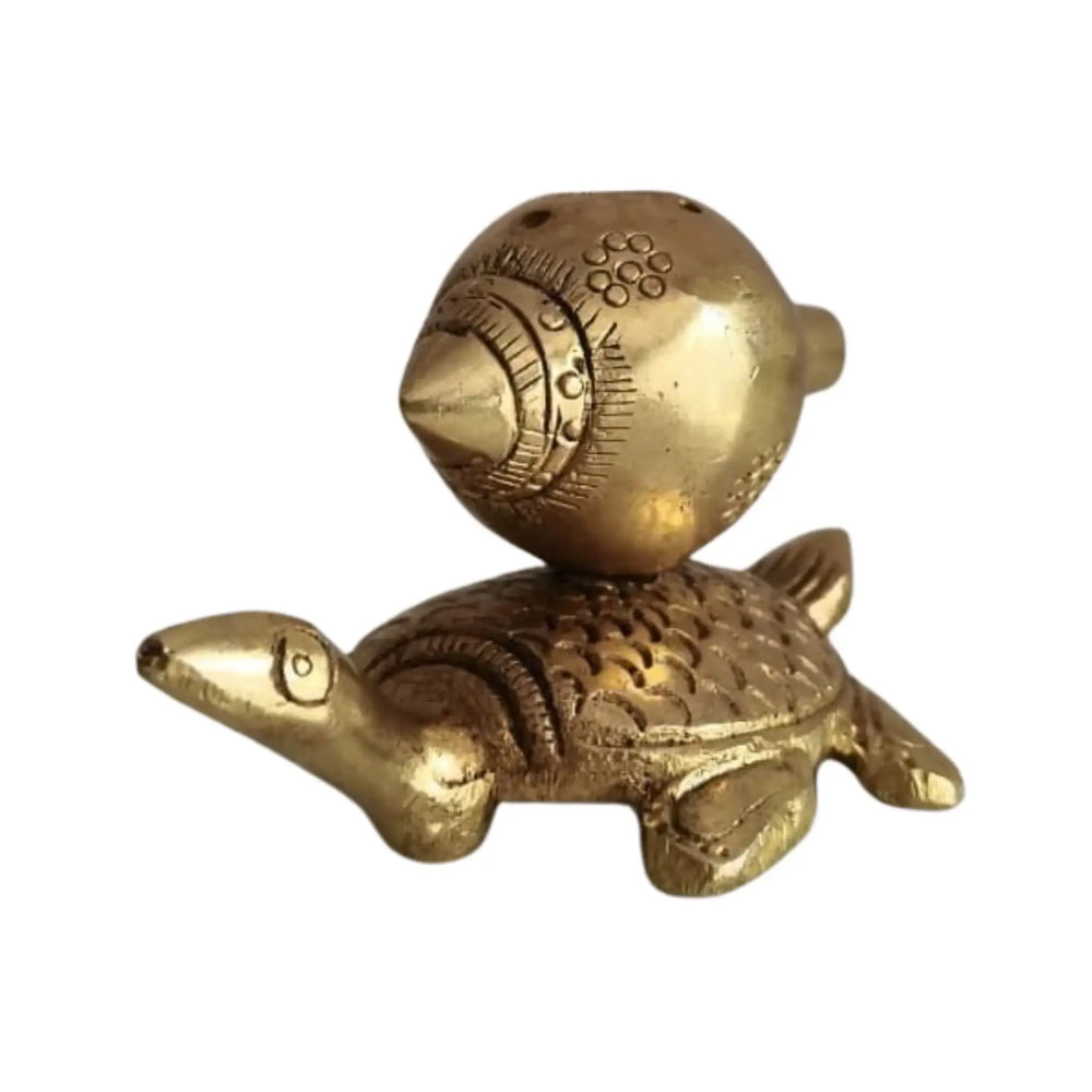 Brass Tortoise Agarbatti Stand with Shankh Holder   Brass Ware