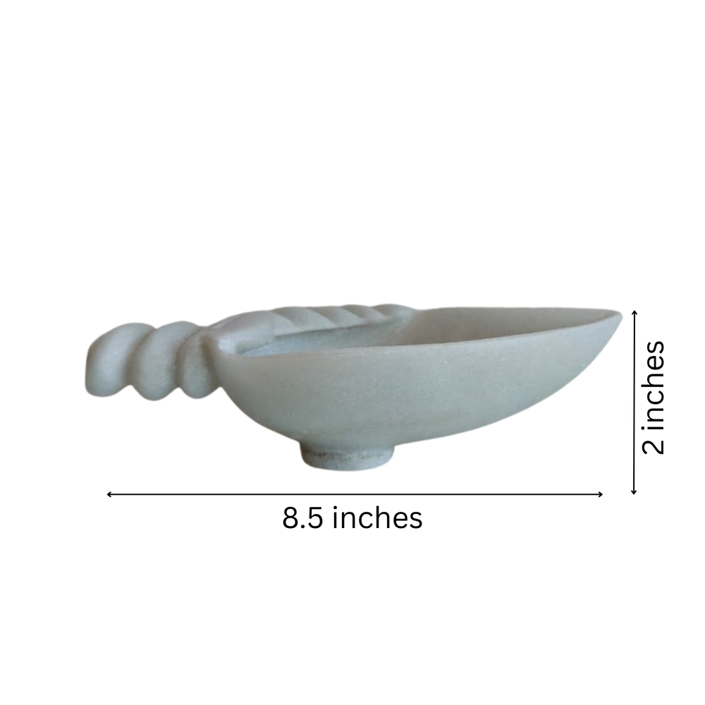 White Marble Decorative Bowl with Handle – Urli & Pooja Diya Bowl   Marble