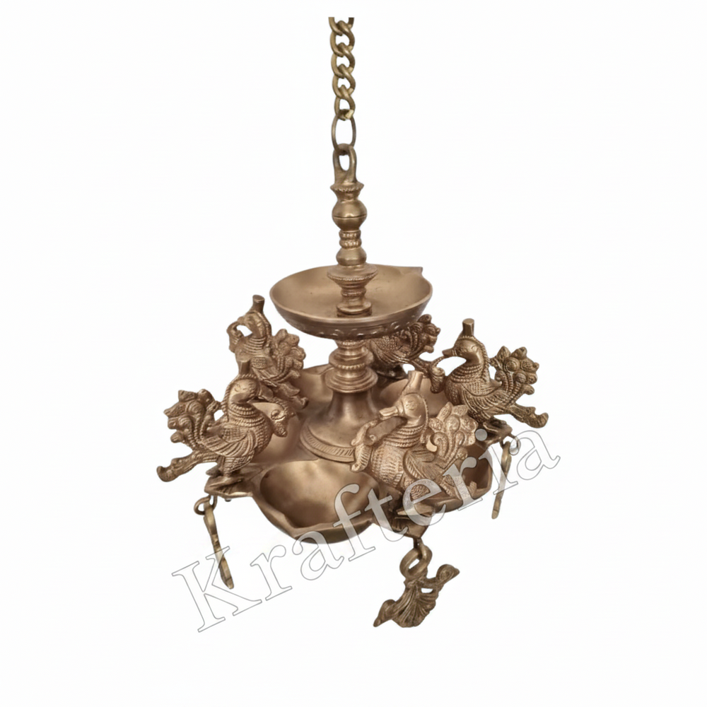 Handmade Ethnic Brass Hanging Diya for Home Entrance & Mandir   Brass Artwork