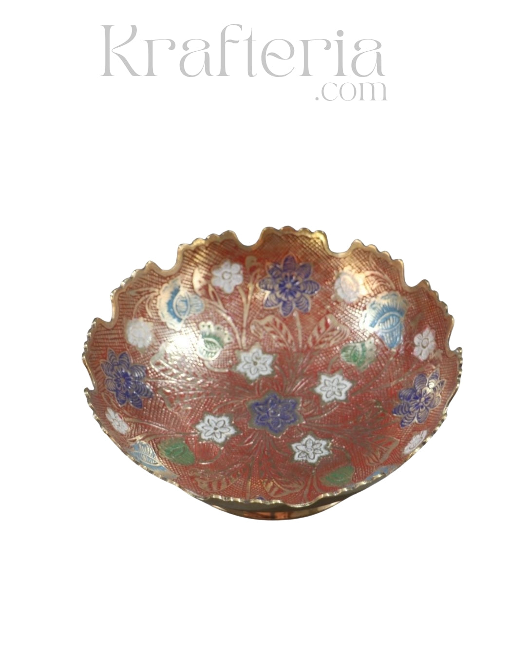 Artisan Bloom-Brass Bowl with Floral Motif