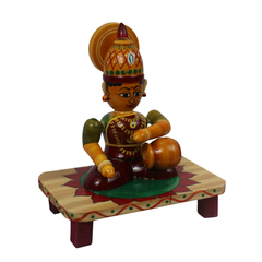 Traditional Channapatna wooden Lakshmi Devi idol on base