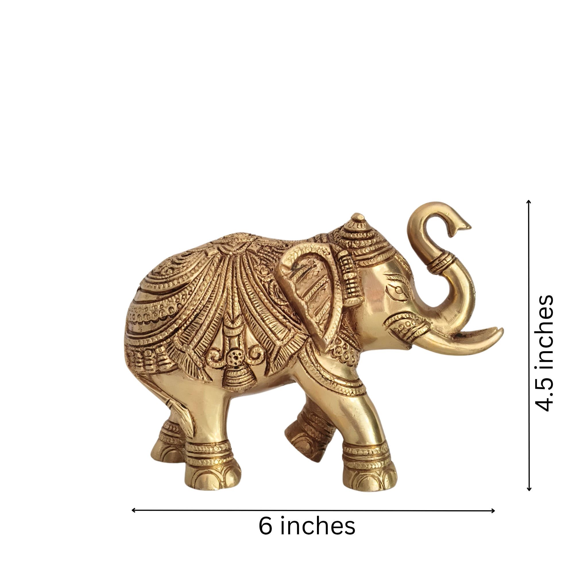 Hand-Carved Brass Elephant Statue: Symbol of Strength, Wisdom, and Good Fortune