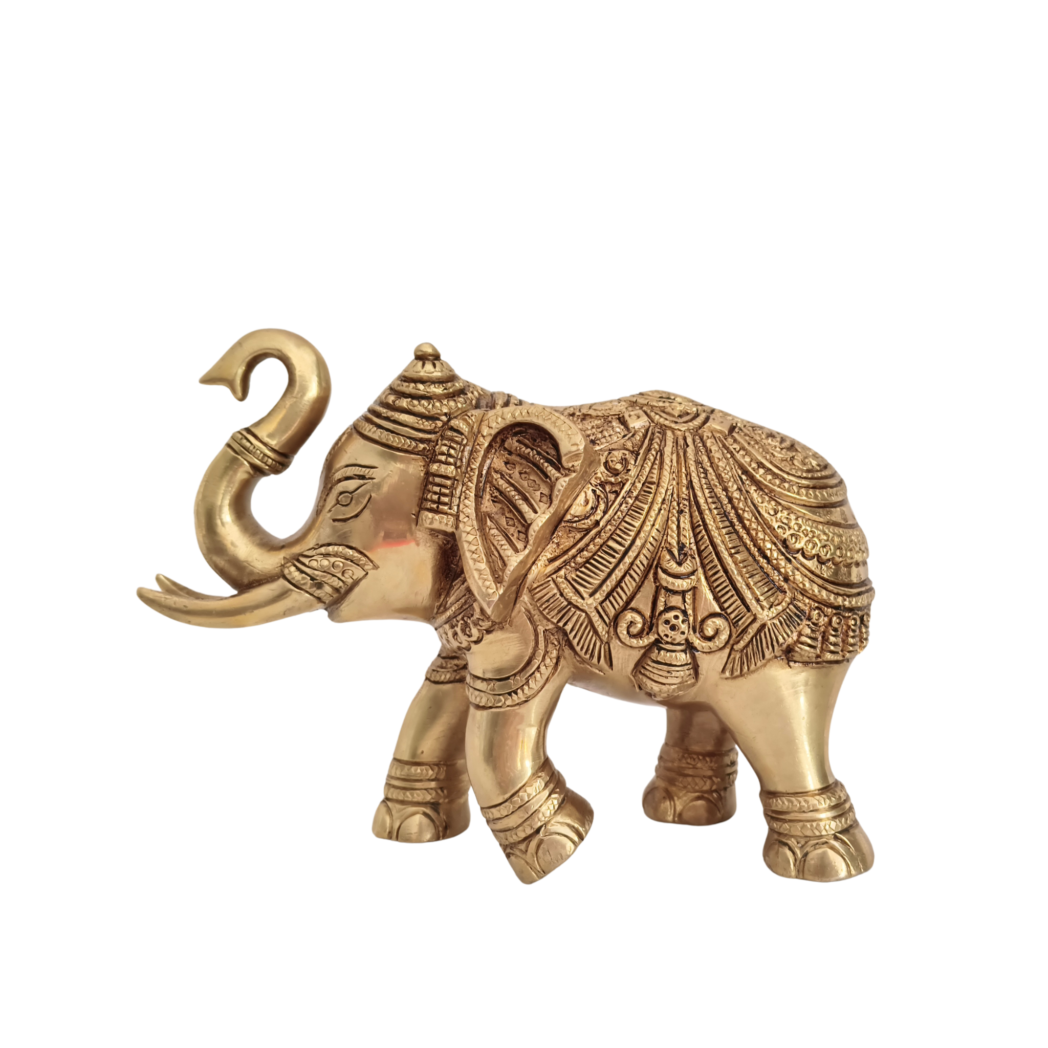 Hand-Carved Brass Elephant Statue: Symbol of Strength, Wisdom, and Good Fortune