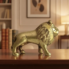 Brass Lion Figurine – Animal Idol for Home & Office Décor   Brass Ware