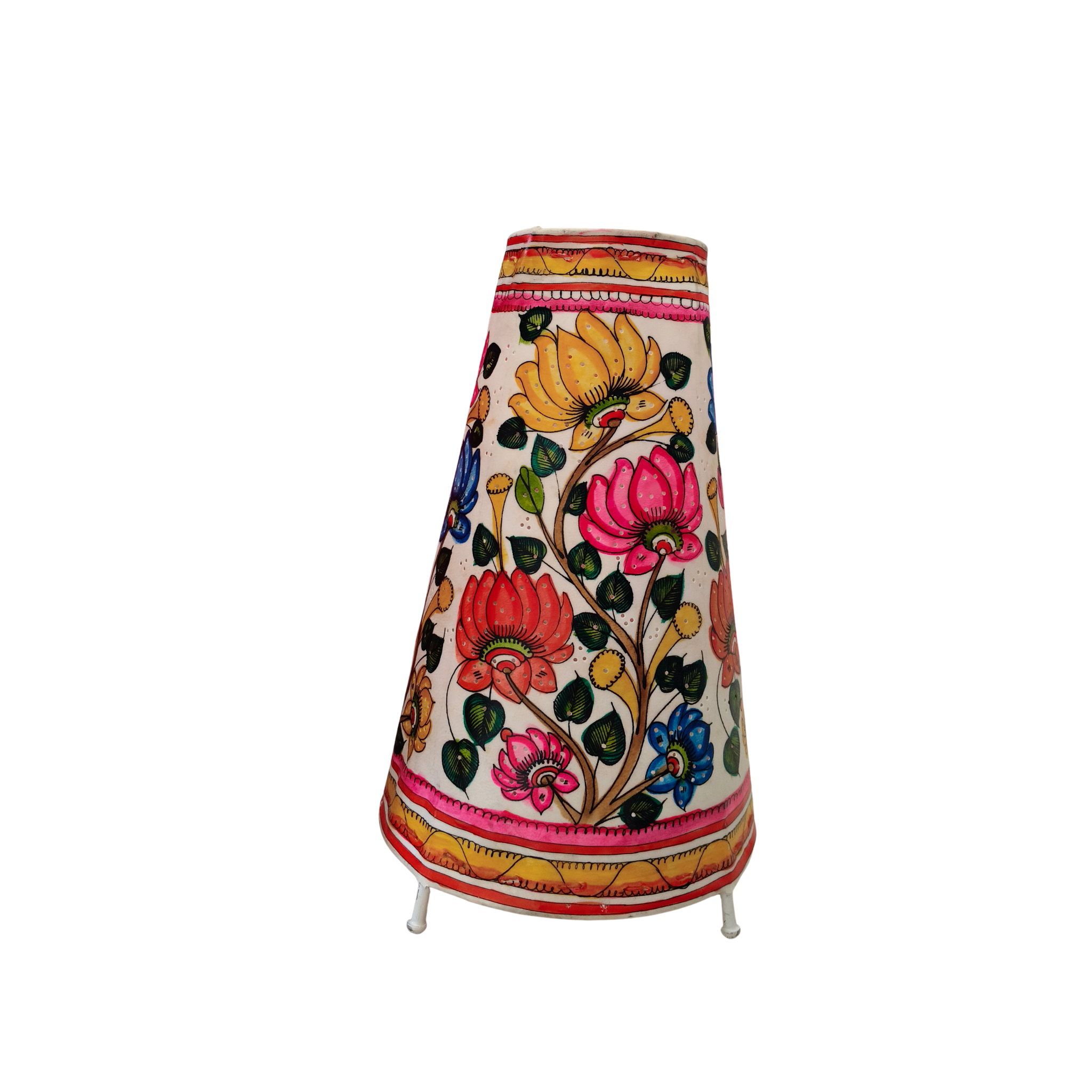 Hand-Painted Lotus Flower Leather Puppetry Lamp Shade | Bed Lamp