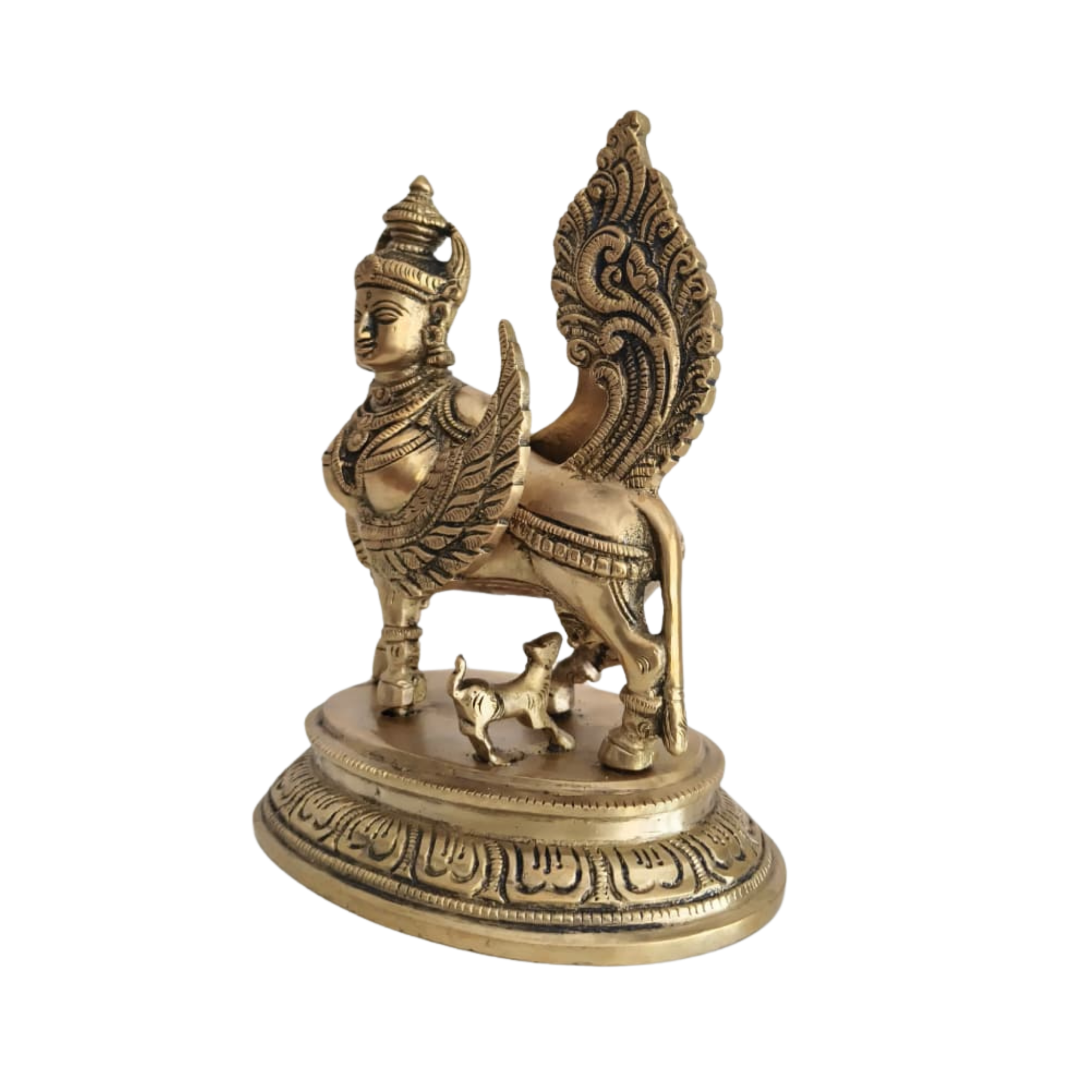 Exquisite Brass Kamadhenu Idol - Divine Wish-Fulfilling Cow