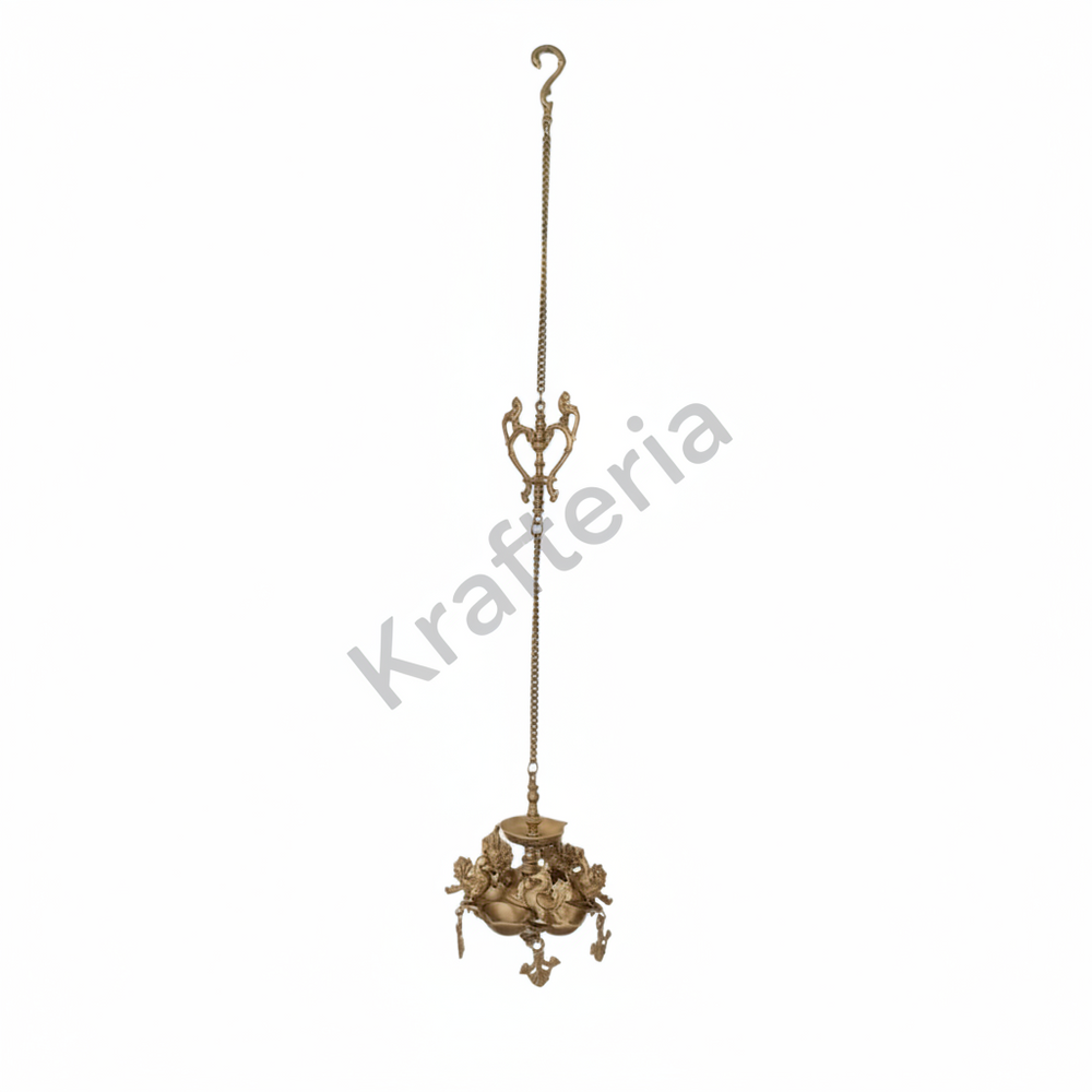 Handmade Ethnic Brass Hanging Diya for Home Entrance & Mandir   Brass Artwork