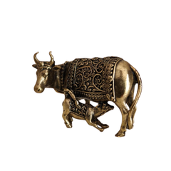 Brass Kamadhenu Cow and Calf Statue   Brass Artwork