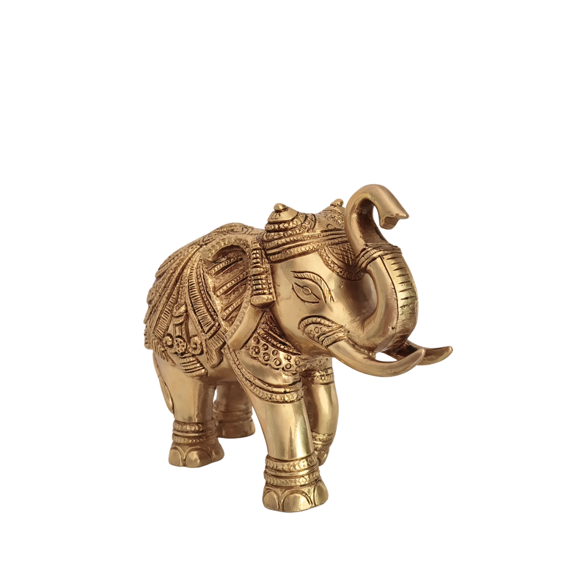 Hand-Carved Brass Elephant Statue: Symbol of Strength, Wisdom, and Good Fortune