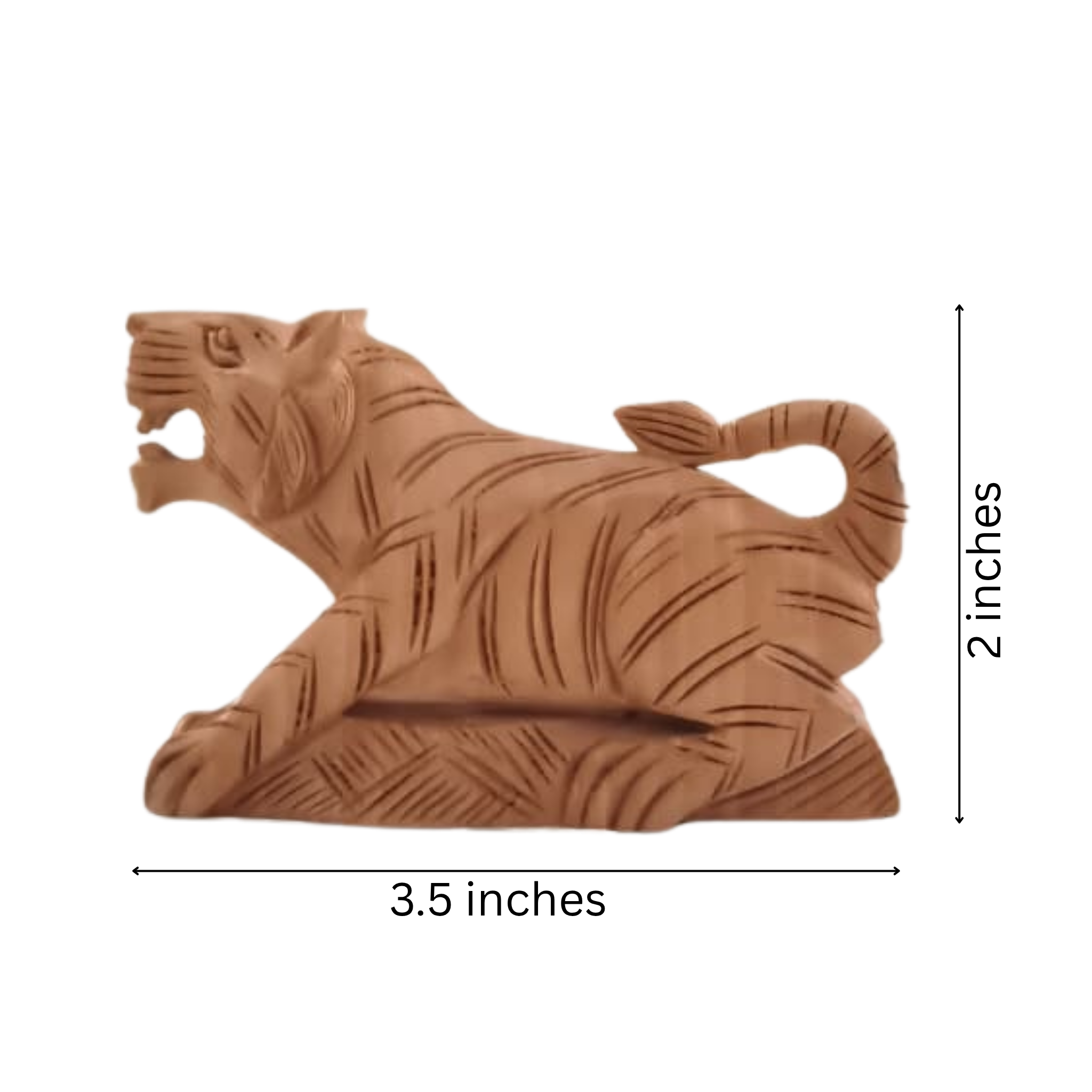 Decorative Wooden Tiger | Intricately Hand-Carved Animal Figurine