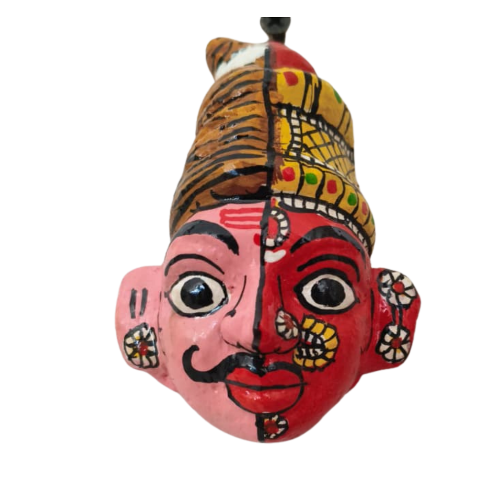 Handcrafted Cheriyal  Ardhanarishvara Mask Wall Hanging   wall decor