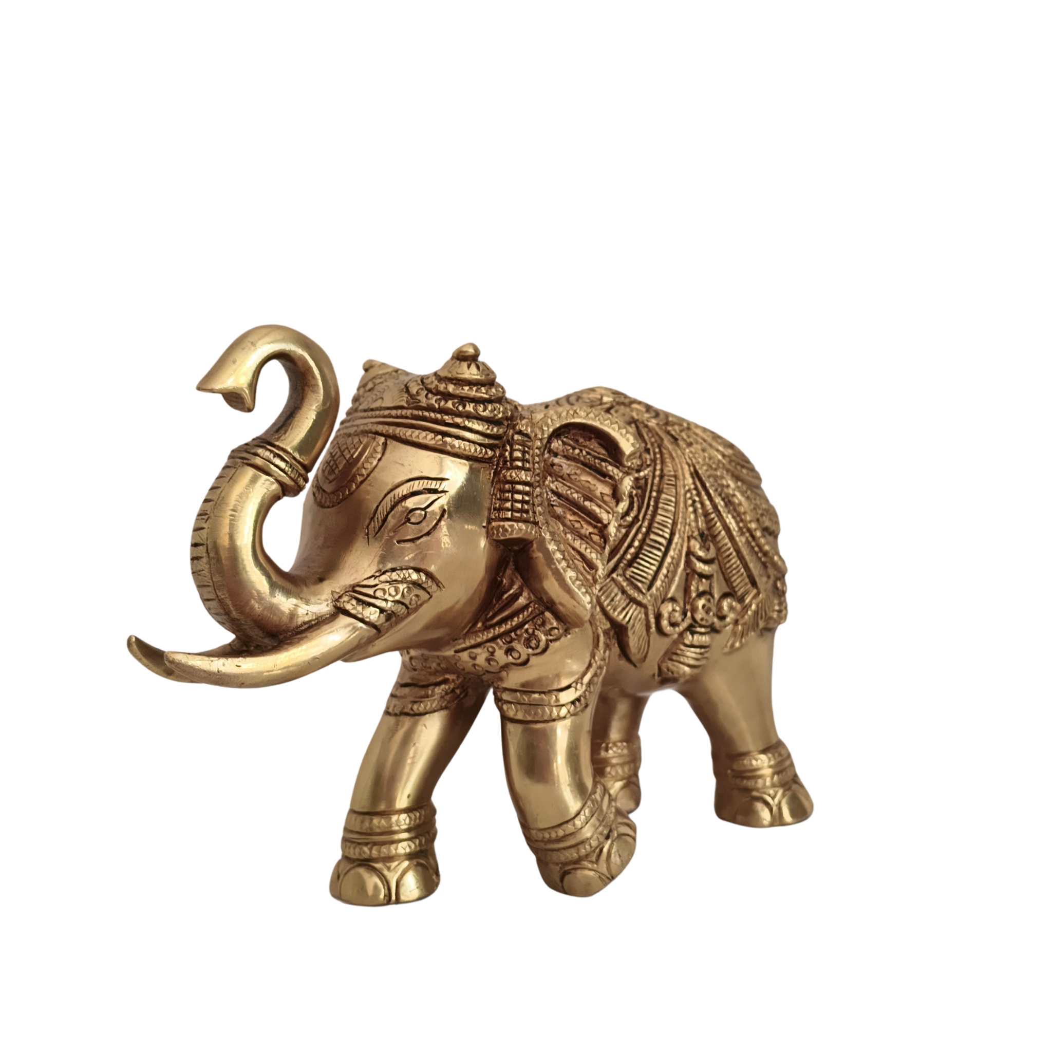 Hand-Carved Brass Elephant Statue: Symbol of Strength, Wisdom, and Good Fortune