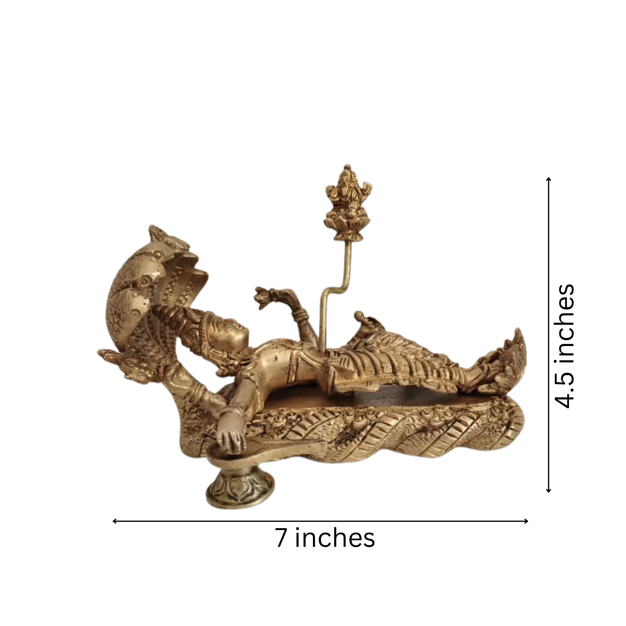 Divine Trinity Brass Idol – Vishnu, Maheshwara, and Brahma in Ananta Shayana Form