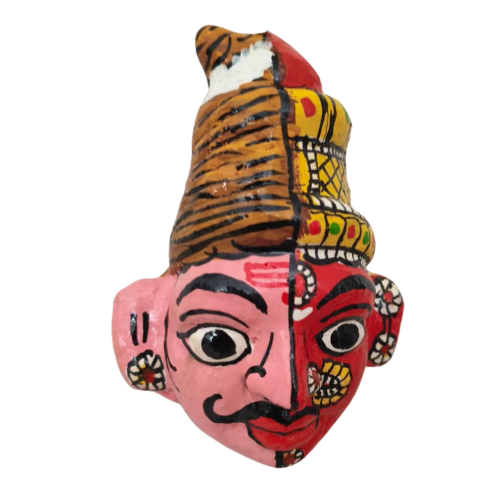 Handcrafted Cheriyal  Ardhanarishvara Mask Wall Hanging   wall decor