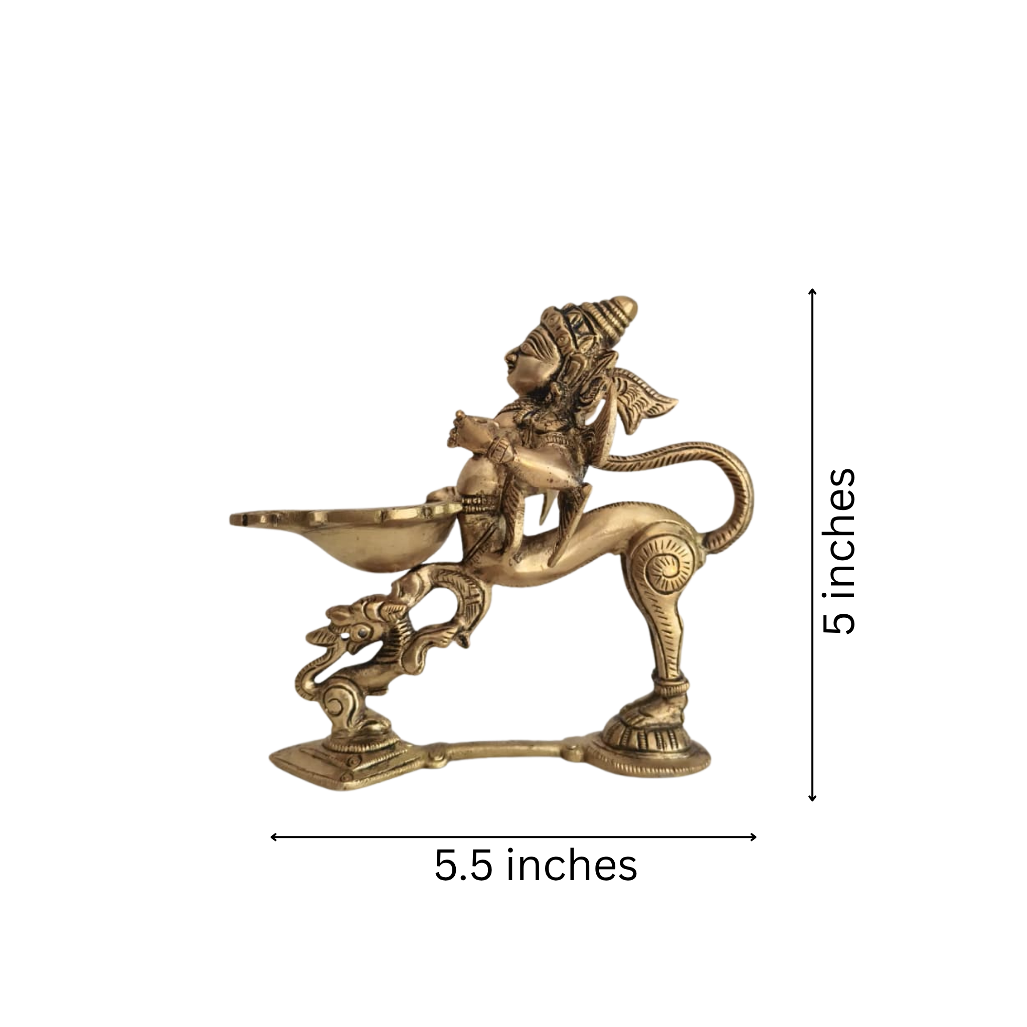 Mythical Brass Yali (Vyala) Oil Lamp - Traditional Indian Diya Stand