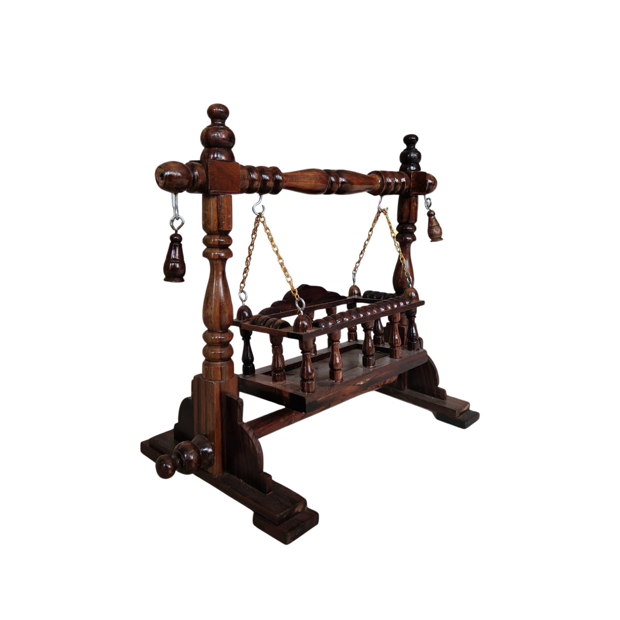 Royal Wooden Jhula with Carved Pillars