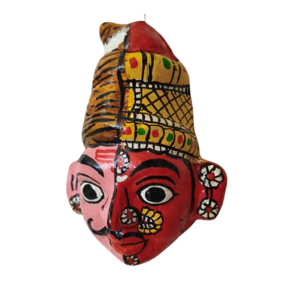 Handcrafted Cheriyal  Ardhanarishvara Mask Wall Hanging   wall decor