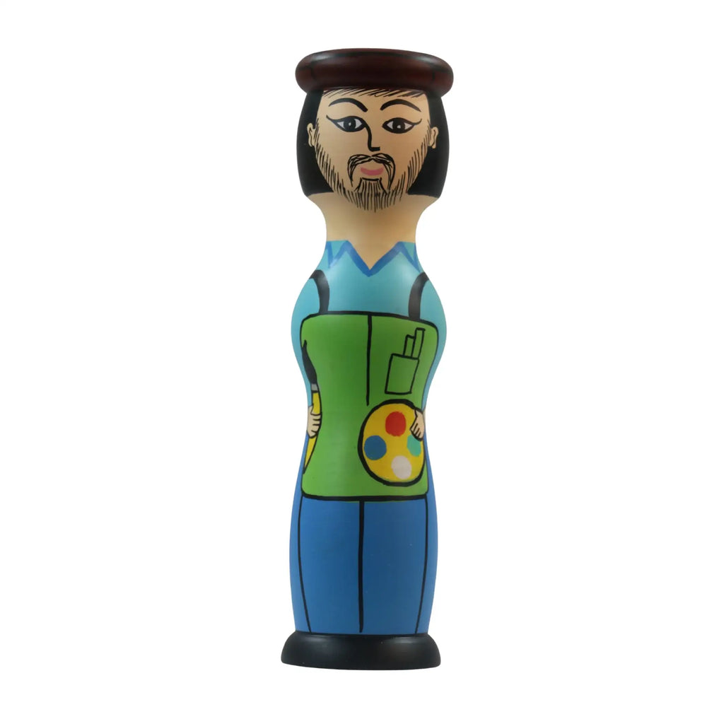 Non-toxic painted wooden peg dolls with Santa and Joker characters