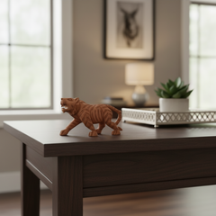 Decorative Wooden Tiger | Intricately Hand-Carved Animal Figurine