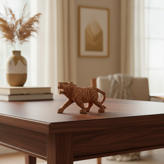 Decorative Wooden Tiger | Intricately Hand-Carved Animal Figurine