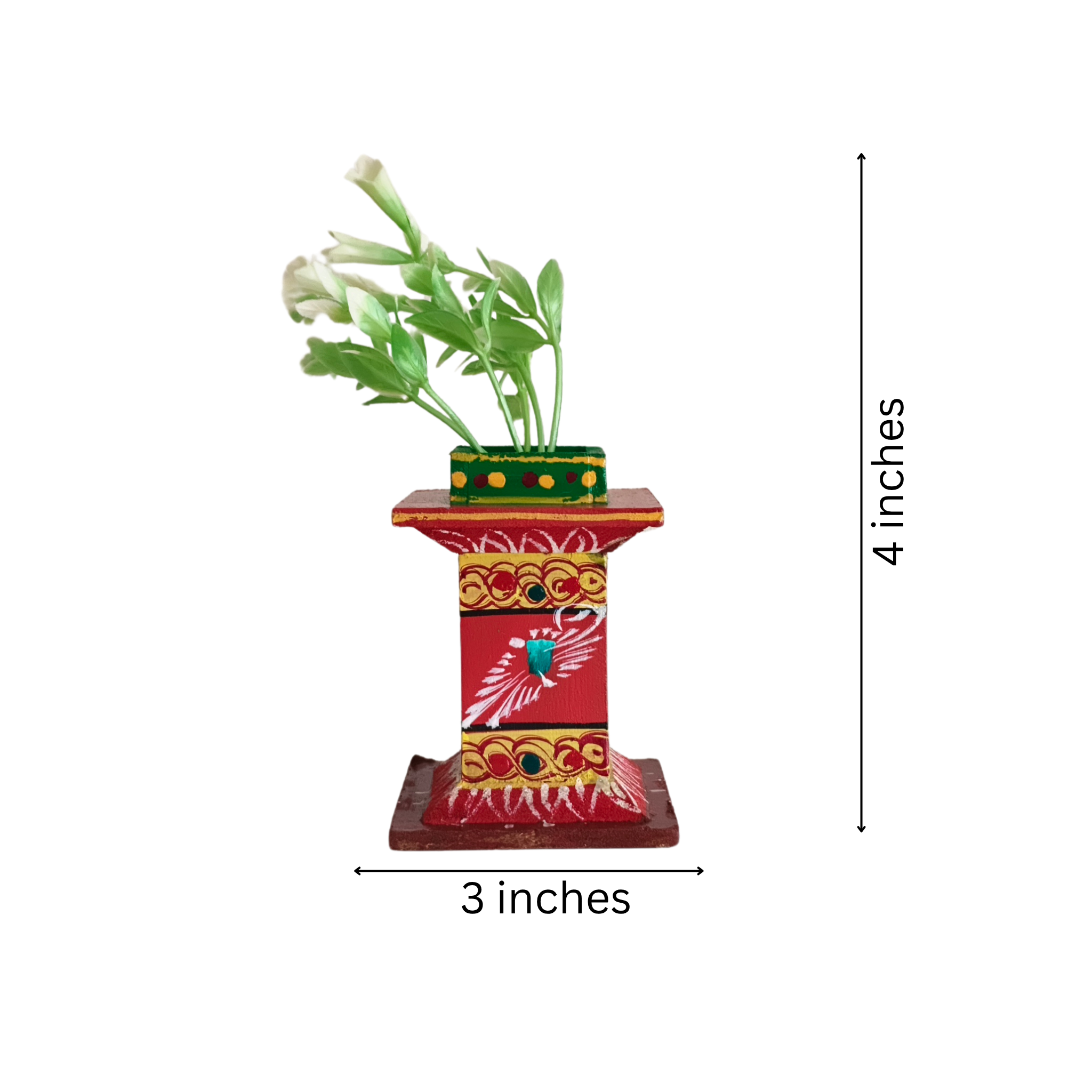 Vibrant Kondapalli Wooden Tulasi Peetam with Folk Art Motifs