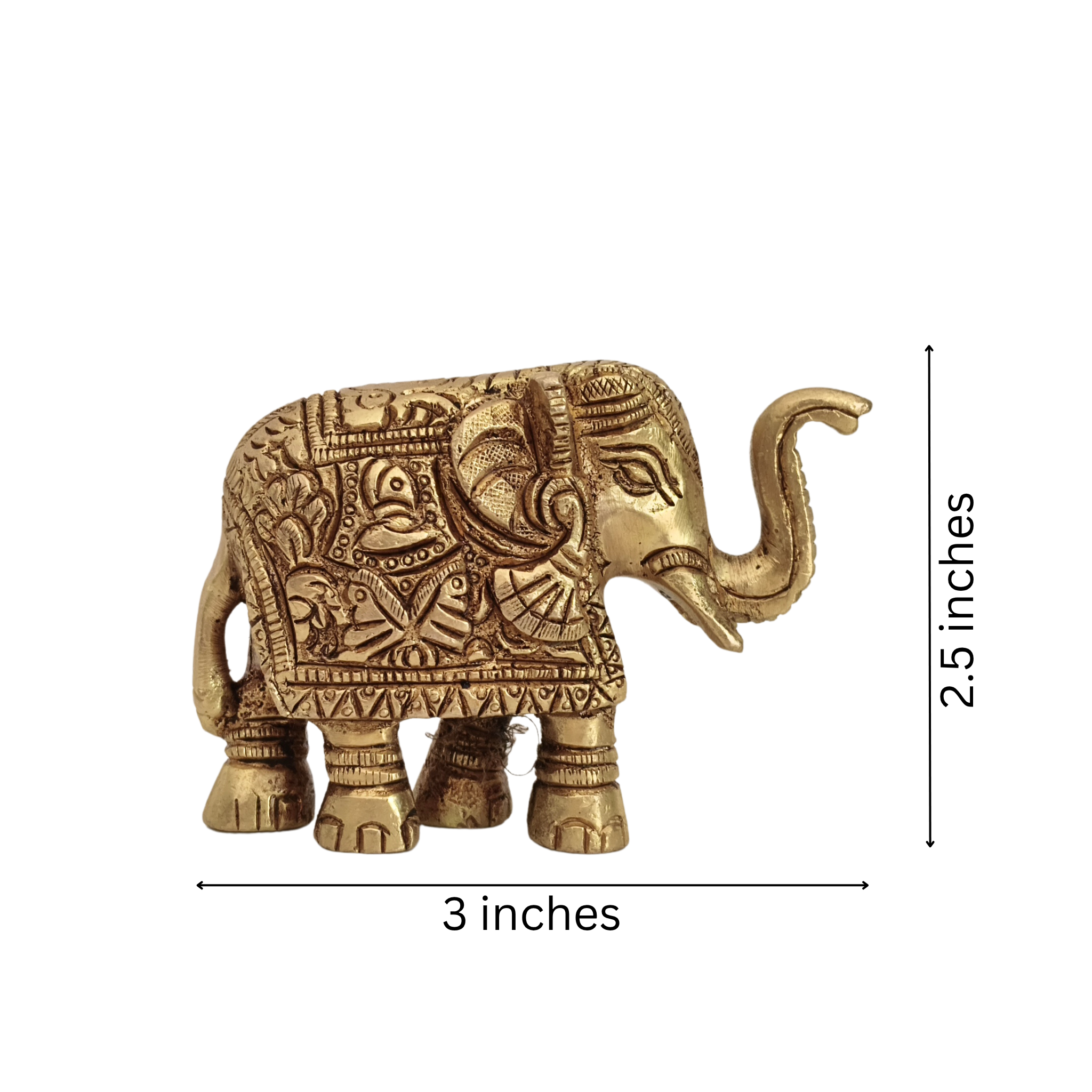 Brass Elephant Figurine with Raised Trunk – Symbol of Good Luck and Strength