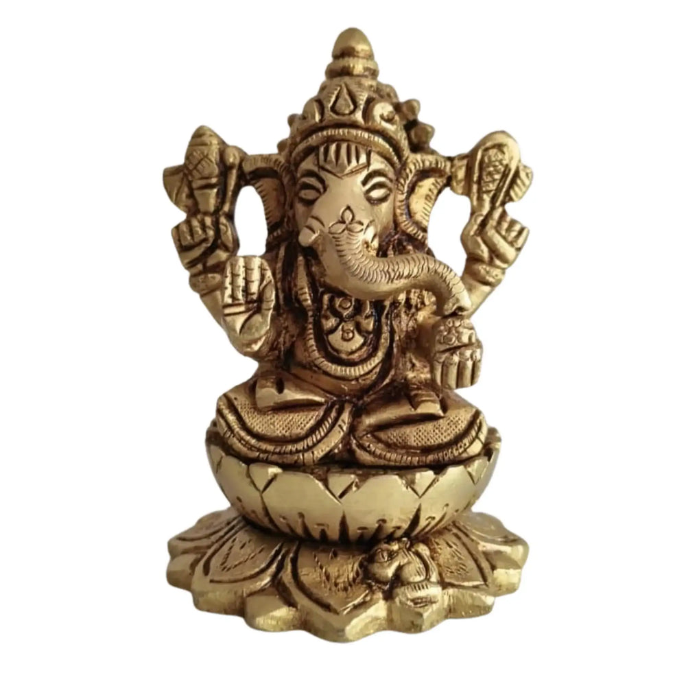 Lord Ganesha Idol with Turban – Remover of Obstacles for Success and Wisdom   Brass Ware