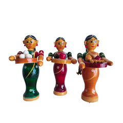 Cultural Etikoppaka Toy Ladies Serving Tambulam   Etikoppaka Lacquerware