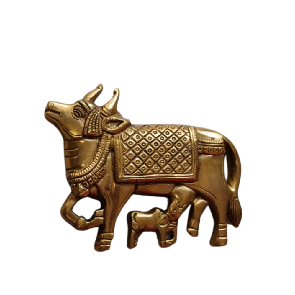 Sacred Golden Brass Nandi Wall Hanging / Decor Idol   Brass Ware