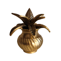 Brass Kalasha (Kalasa) with Lotus Leaves