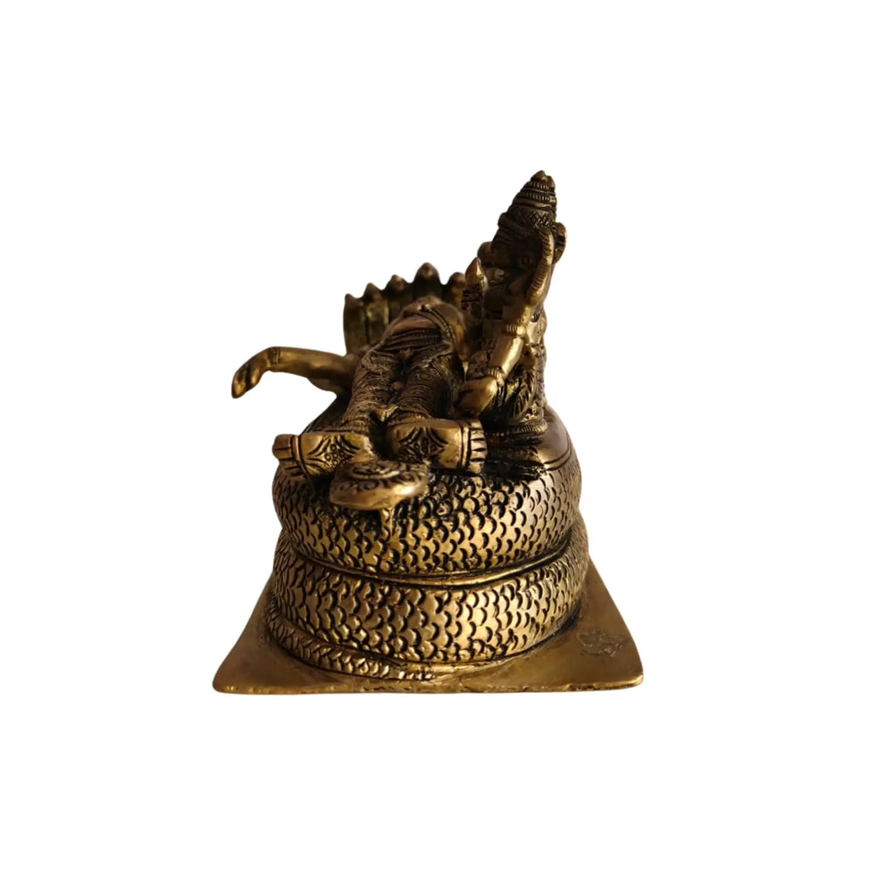 Brass Vishnu Ananta Shesha Statue – Lord Vishnu Resting with Goddess Lakshmi & Bhudevi   Brass Ware