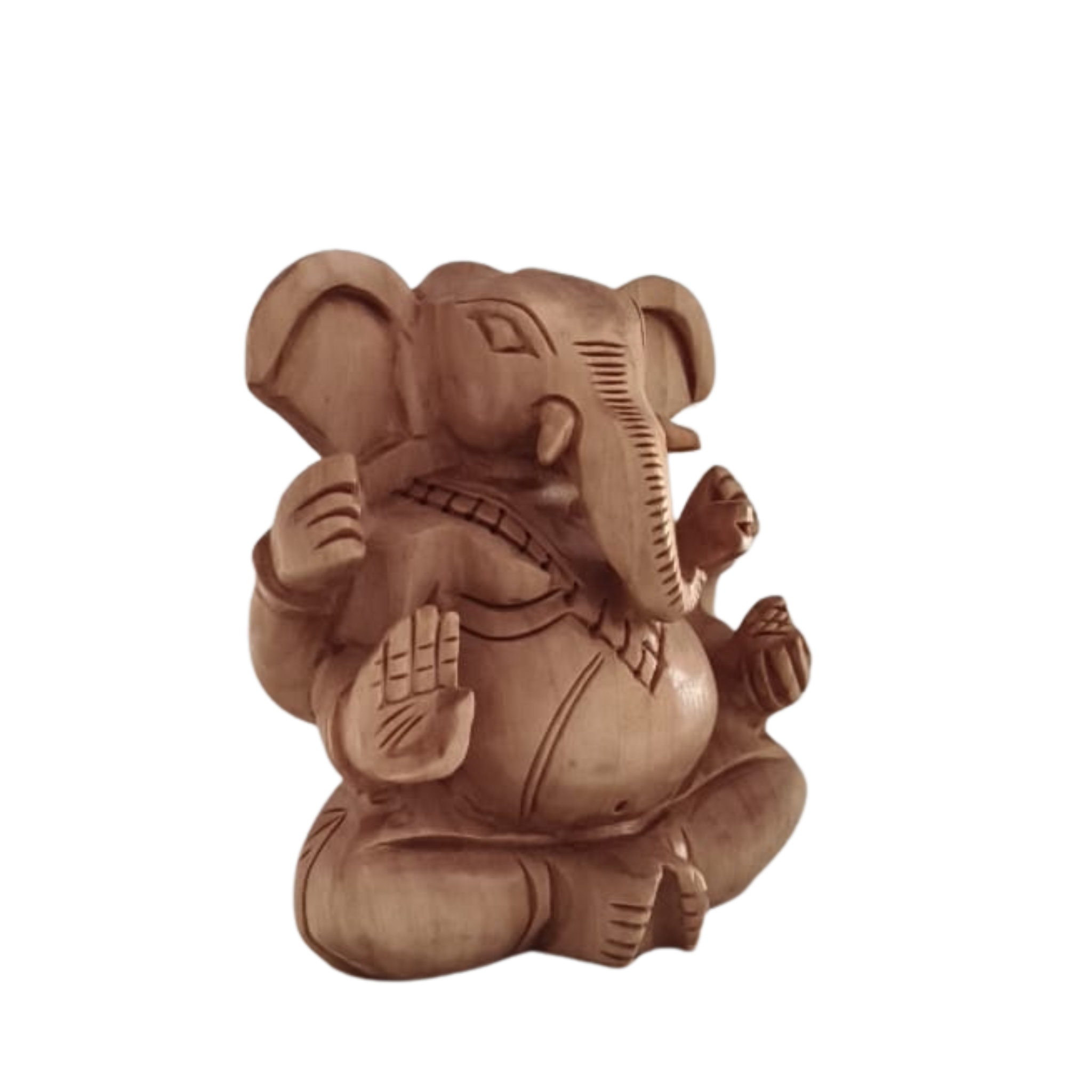 Decorative Wooden Ganesh in Seated Position | Handmade Religious Figurine