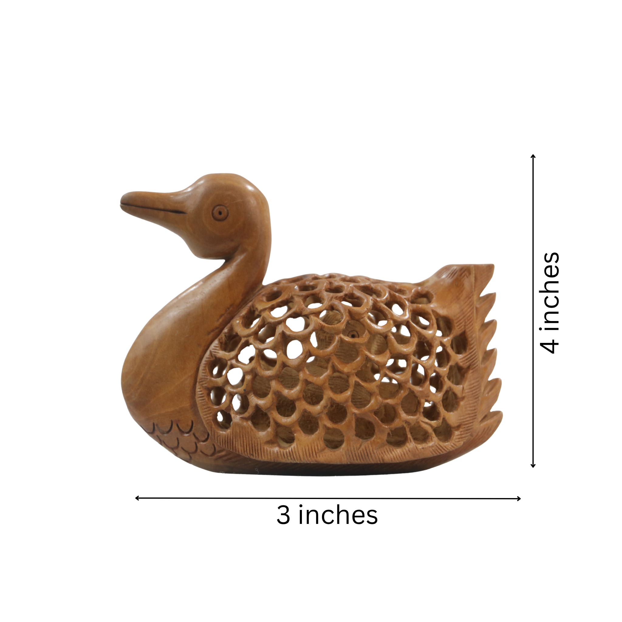 Hand-Carved Wooden Duck with Baby – Beautiful Family Sculpture