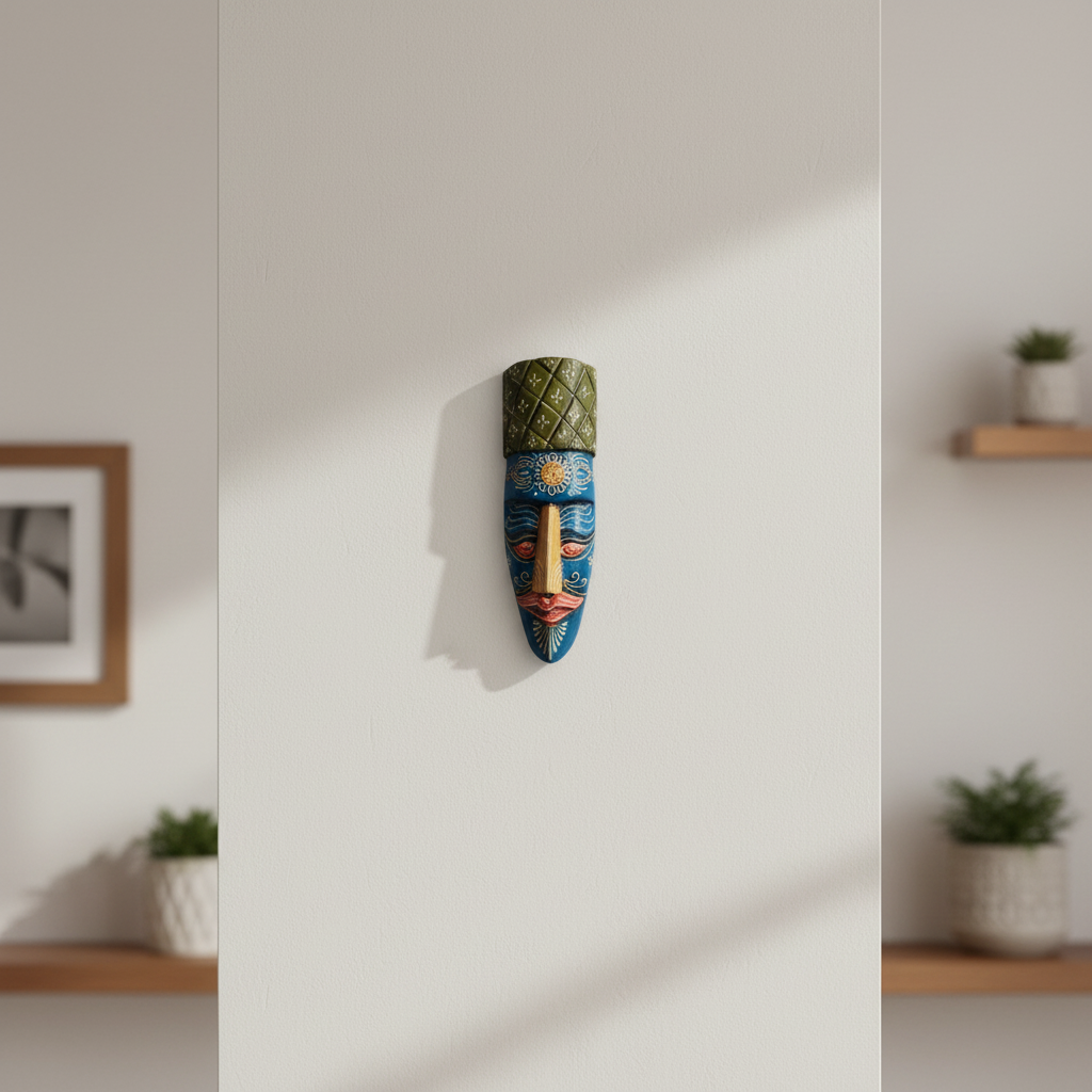Hand-Painted Human Face Mask Wall Hanging | Artistic Home Accent