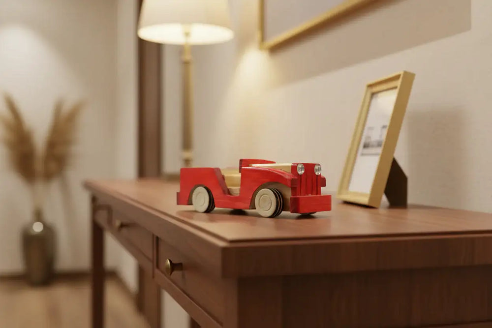 Eco-friendly Channapatna wooden racing car with mud racer style