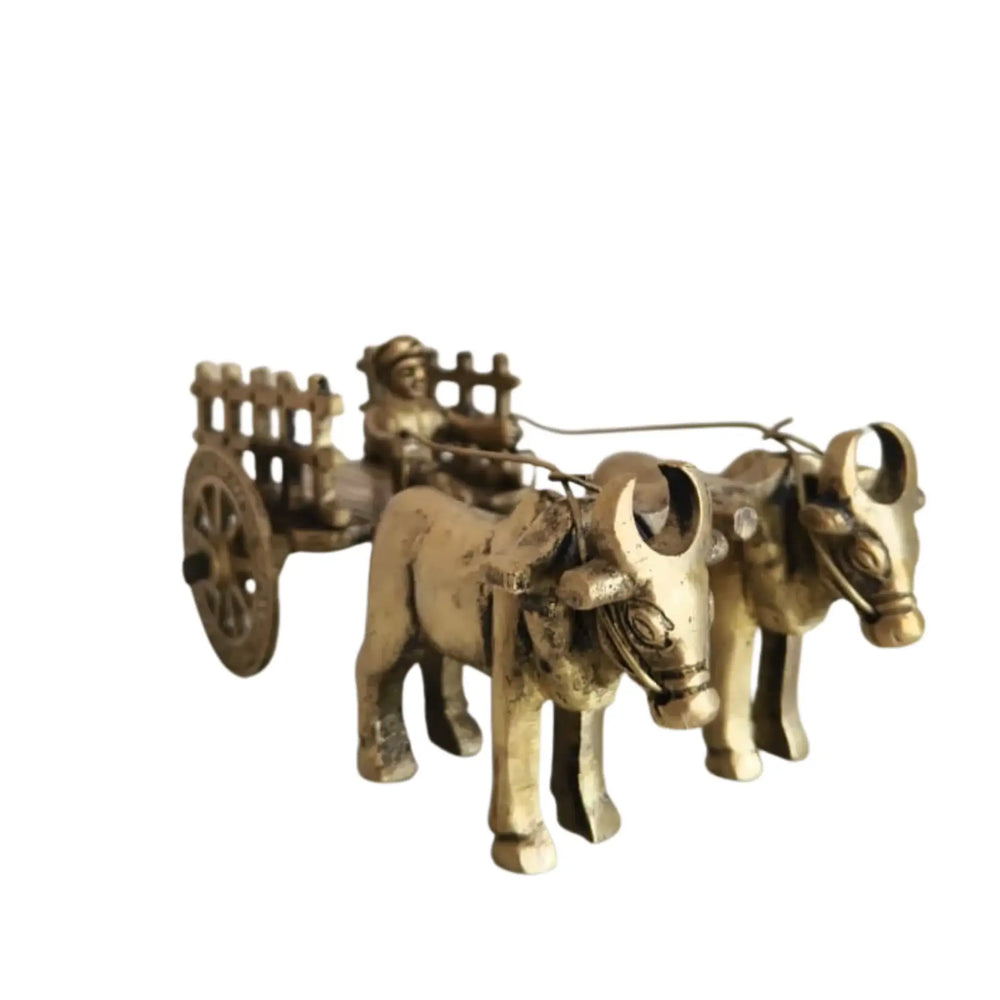 Brass Bullock Cart Figurine with Covered Canopy | Traditional Home Decor Showpiece   Brass Ware