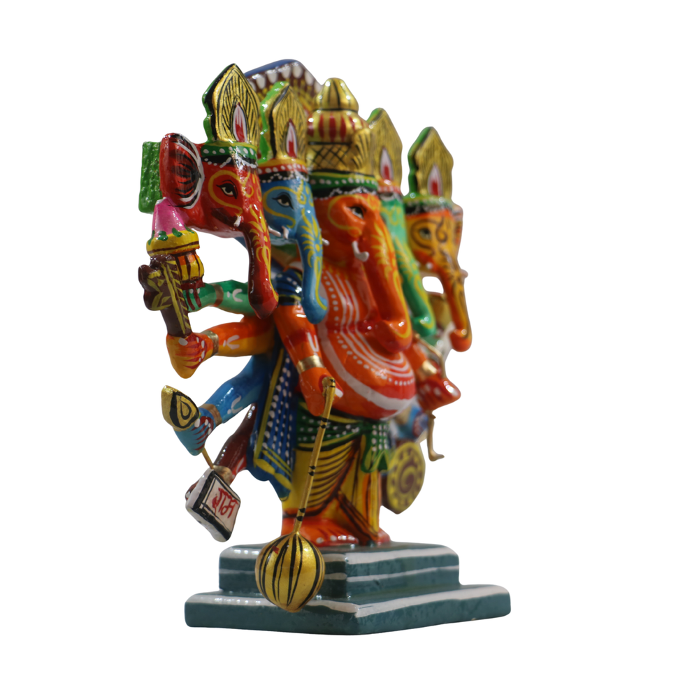 Handcrafted Panchamukhi Ganesha – Auspicious Idol for Pooja & Gifting   Wooden Lacquerware