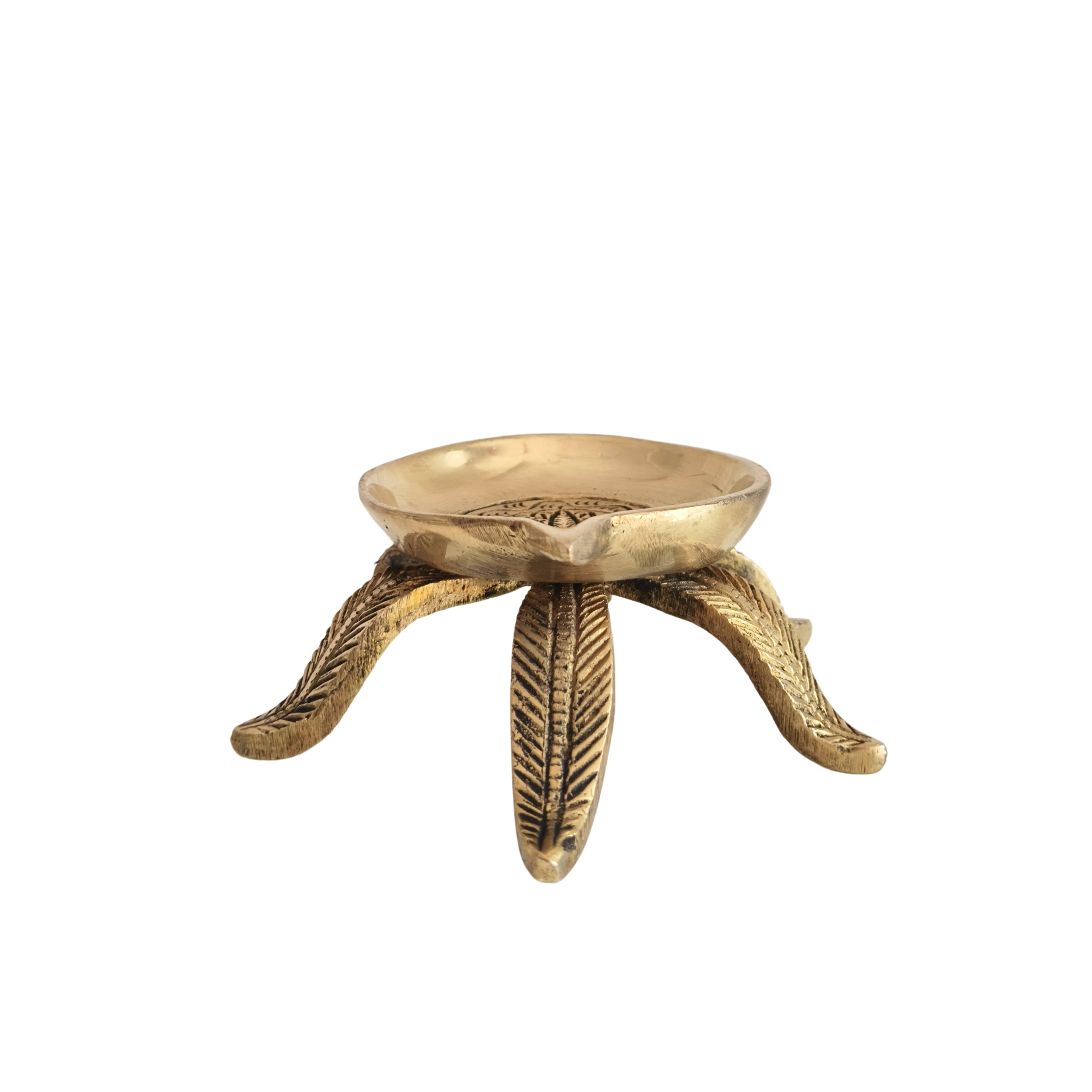 Elegant Brass Leaf-Foot Diya Stand