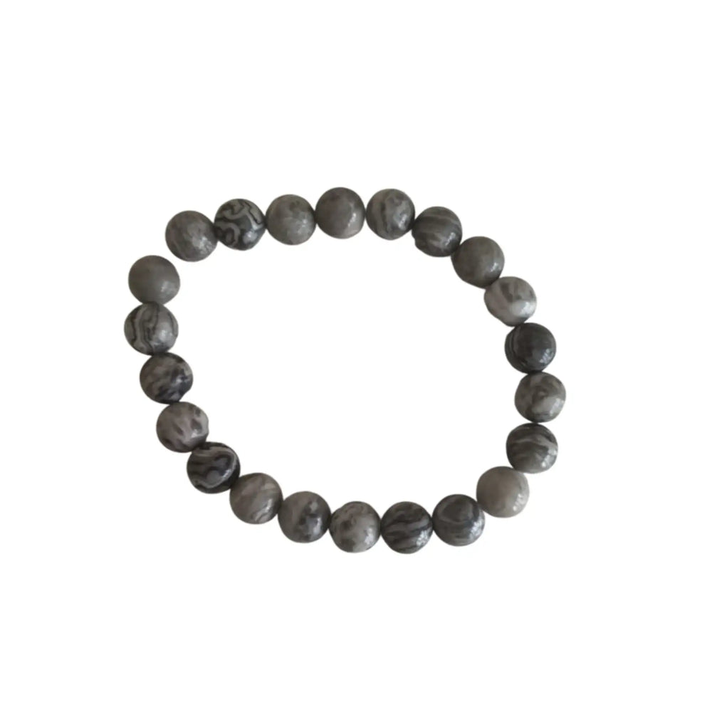Picasso Jasper Beaded Bracelet – Gray Stone Healing Bracelet   Fashion