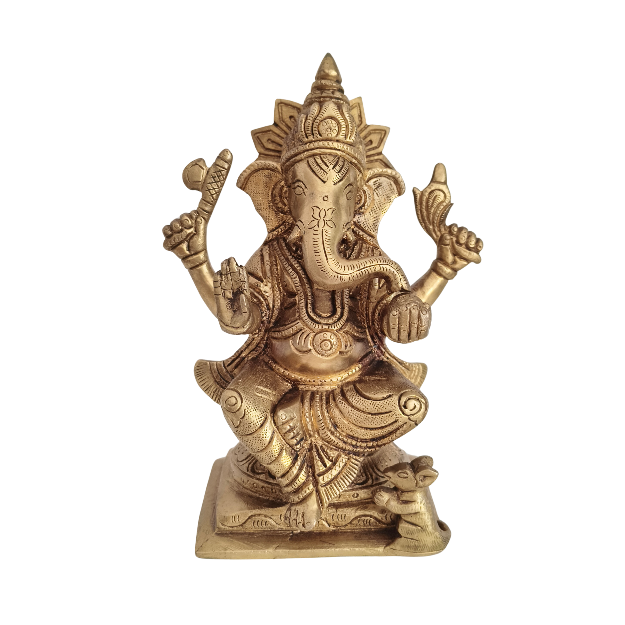 Divine Brass Lord Ganesha Idol – Symbol of Wisdom, Prosperity, and Auspicious Beginnings