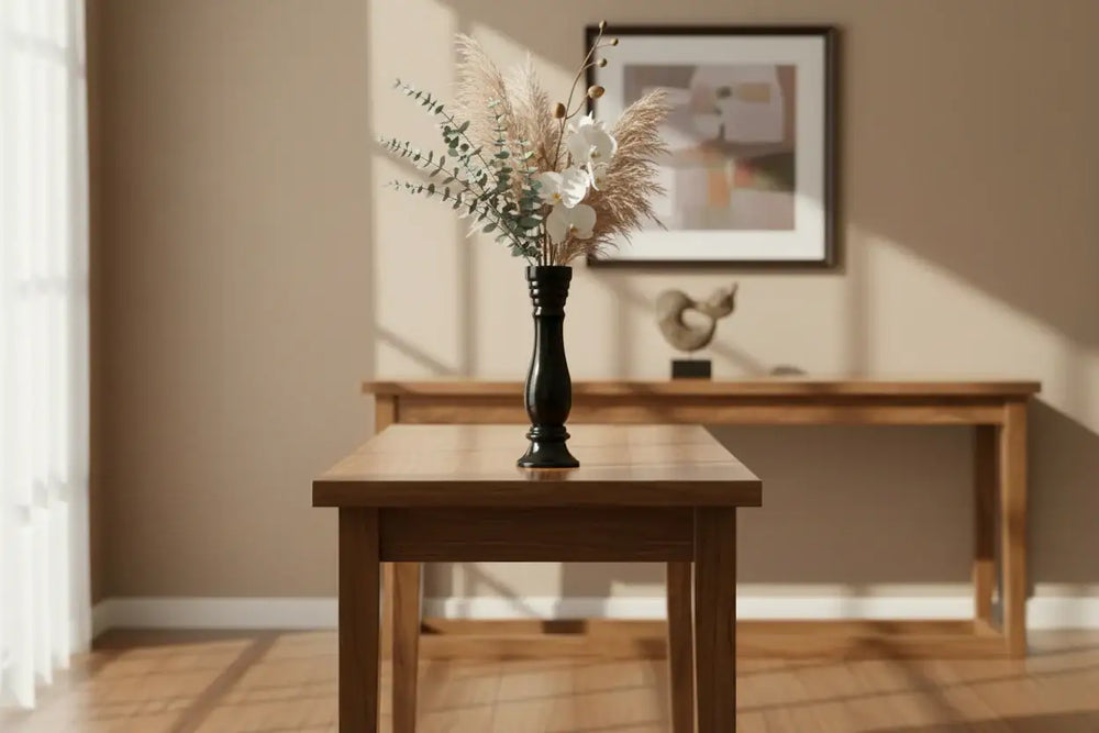 Artisan-made wooden flower vase for home decor