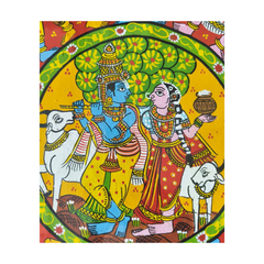 Hand-Painted Ras Leela Cheriyala Painting – Traditional Indian Krishna Wall Art   Cheriyala Painting