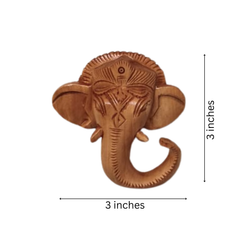 Hand-Carved Wooden Ganesha Elephant Head Wall Hanging