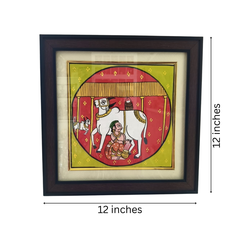 Cheriyal Cow Painting – Traditional Indian Rural Life Folk Art   Cheriyala Painting