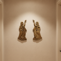 Brass Traditional Indian Dancer Wall Accents – Pair of 2   Brass Artwork