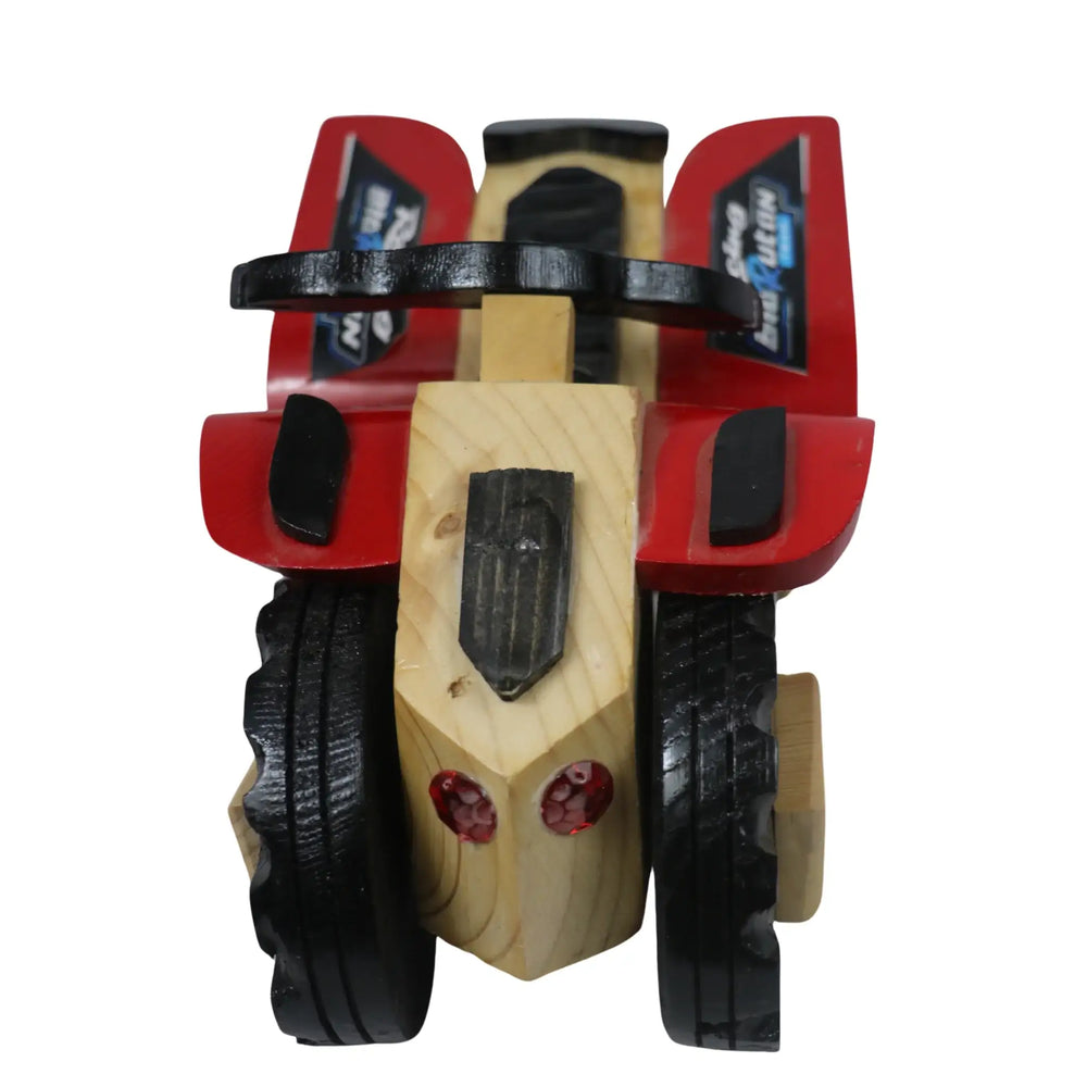 Handmade Channapatna wooden mud racer car with traditional design