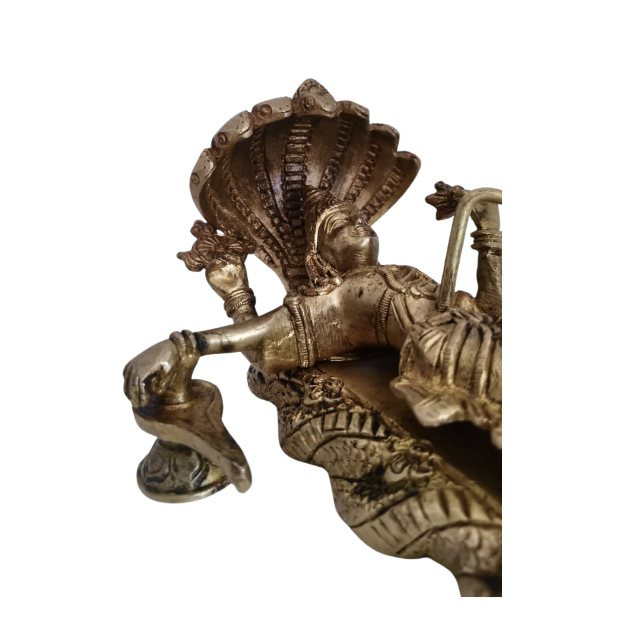 Divine Trinity Brass Idol – Vishnu, Maheshwara, and Brahma in Ananta Shayana Form