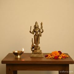 Traditional Lord Kartikeya Idol with Vel and Peacock   Brass Artwork