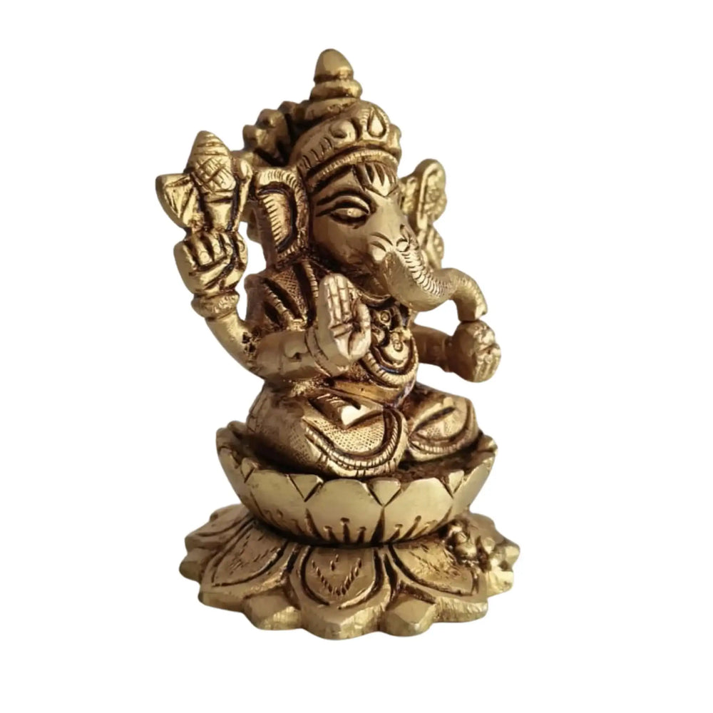 Lord Ganesha Idol with Turban – Remover of Obstacles for Success and Wisdom   Brass Ware