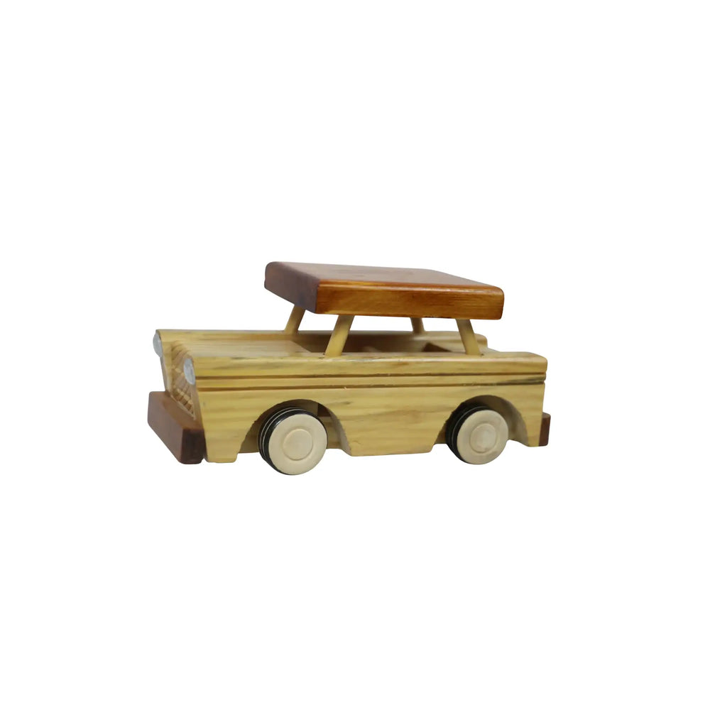Artisan-made Channapatna wooden sedan toy with polished finish